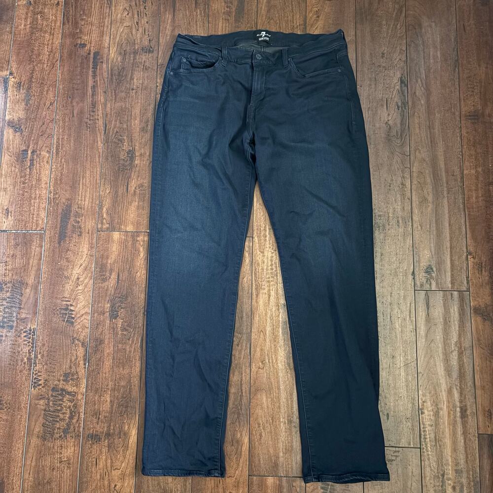 7 For All Mankind Luxe Sport Jeans Mens 34x32 Black Slimmy Stretch Comfort
